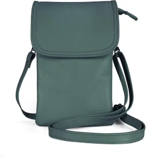 befen Genuine Leather Small Crossbody Bags for Women Cell Phone Bag Cross Body Purses,Silver Zipper