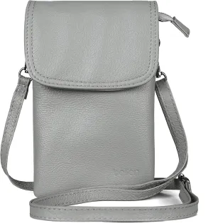 befen Genuine Leather Small Crossbody Bags for Women Cell Phone Bag Cross Body Purses,Silver Zipper