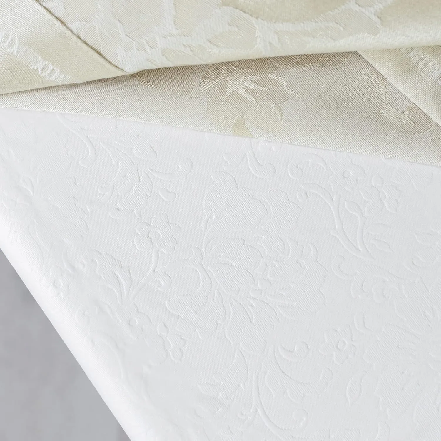 Benson Mills Deluxe Heavy Duty Vinyl Table Pad, Premium Table Protector, Waterproof with Flannel Backing, Quilted Design and Customizable (Off-White, 52" X 70" Rectangular)