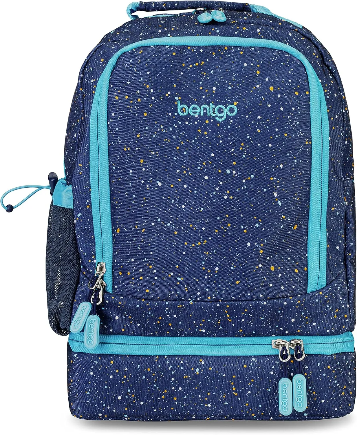 Bentgo Kids 2-in-1 Backpack & Insulated Lunch Bag - Confetti Designed 16” Backpack for School & Travel -, Durable, Water Resistant, Padded, & Large Compartments (Confetti Edition - Abyss Blue)