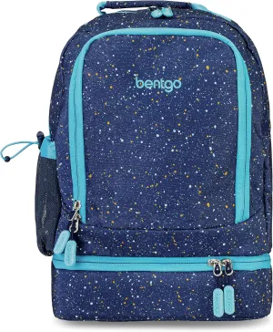 Bentgo Kids 2-in-1 Backpack & Insulated Lunch Bag - Confetti Designed 16” Backpack for School & Travel -, Durable, Water Resistant, Padded, & Large Compartments (Confetti Edition - Abyss Blue)