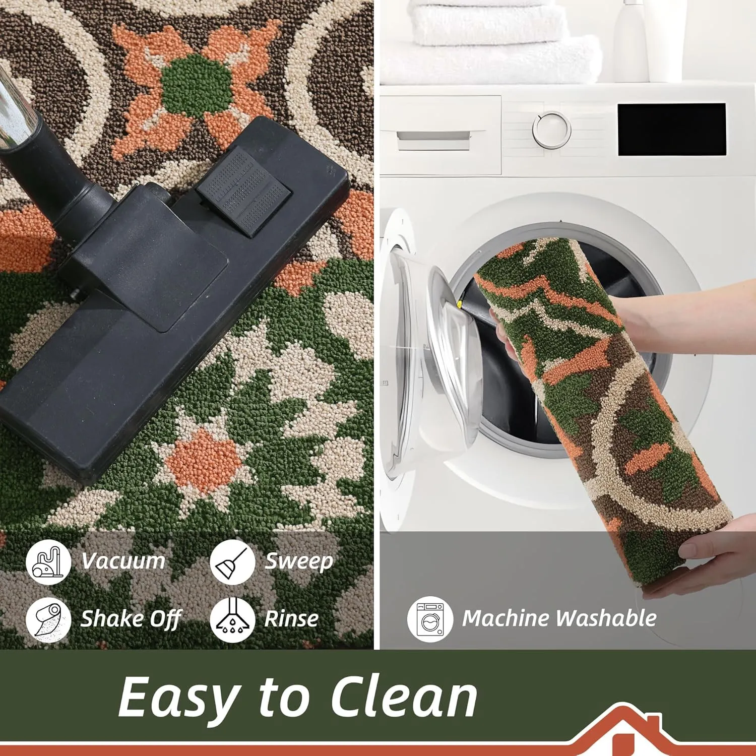 BEQHAUSE Dirt Trapper Door Mat 24" x 36", Non-Slip Entryway Rugs Washable, Floor Mat Stain Resistant and Absorbent Welcome Mat for Front Back Door, Muddy Wet Shoes & Paws, Boho Geometric Floral