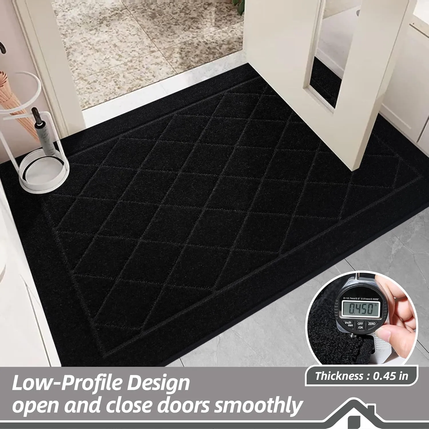 BEQHAUSE Dirt Trapper Door Mat 32" x 48", Doormat Non-Slip Entryway Rugs Washable, Dog Door Mat Stain Resistant and Absorbent Welcome Floor Mat for Front Back Door, Muddy Wet Shoes & Paws, Black