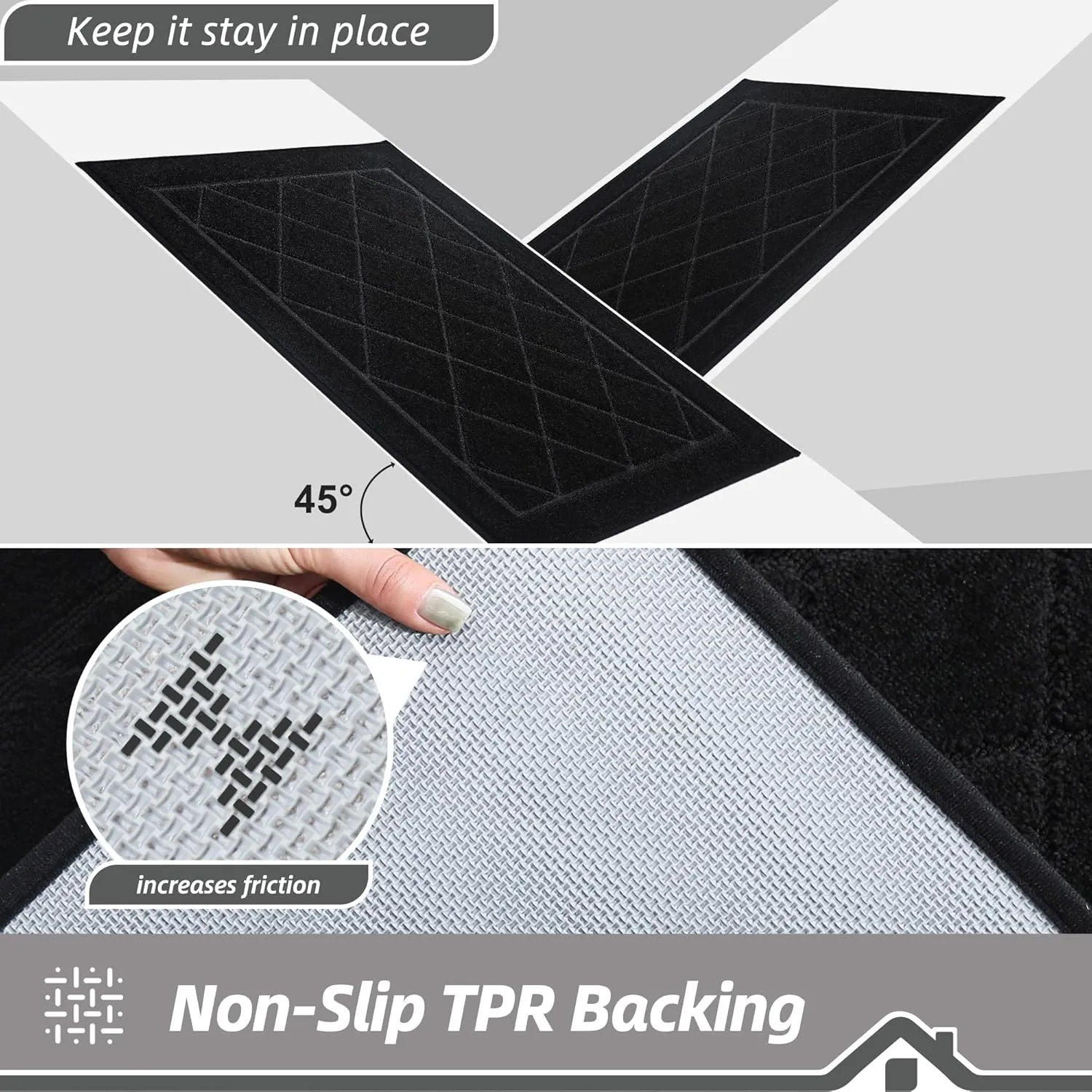 BEQHAUSE Dirt Trapper Door Mat 32" x 48", Doormat Non-Slip Entryway Rugs Washable, Dog Door Mat Stain Resistant and Absorbent Welcome Floor Mat for Front Back Door, Muddy Wet Shoes & Paws, Black