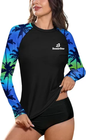 BesserBay Women Long Sleeve Sun Protection UV Rashguard Swim Shirt