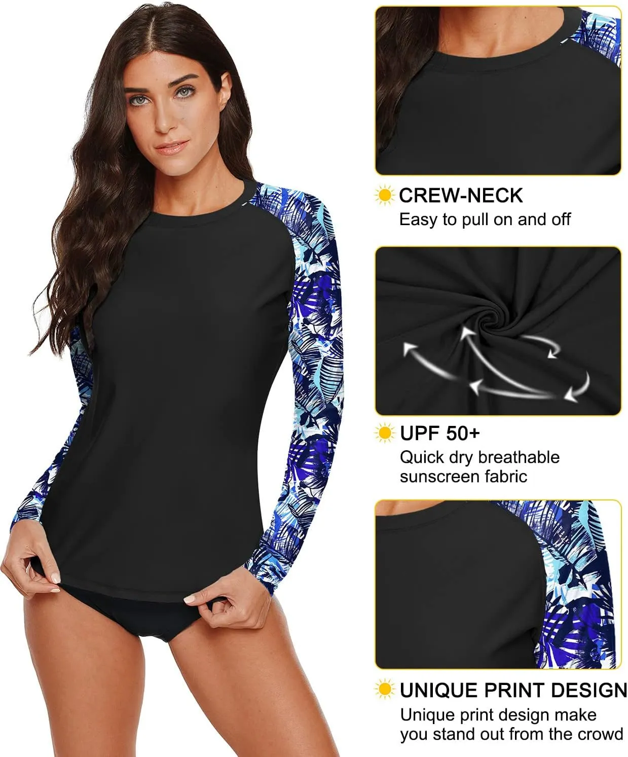 BesserBay Women Long Sleeve Sun Protection UV Rashguard Swim Shirt