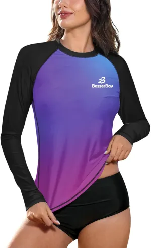 BesserBay Women Long Sleeve Sun Protection UV Rashguard Swim Shirt