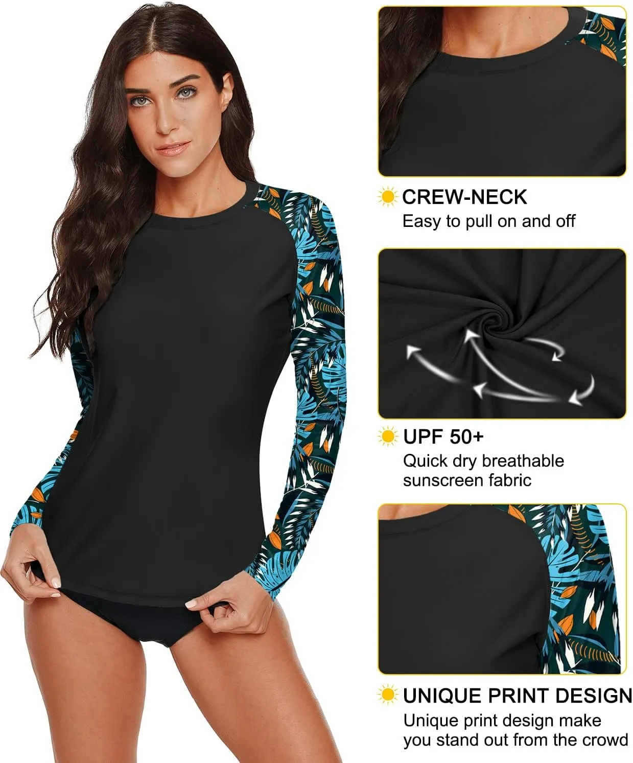 BesserBay Women Long Sleeve Sun Protection UV Rashguard Swim Shirt