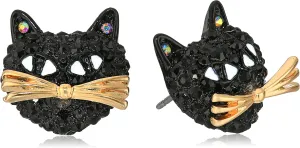Betsey Johnson Pave Cat Stud Earring