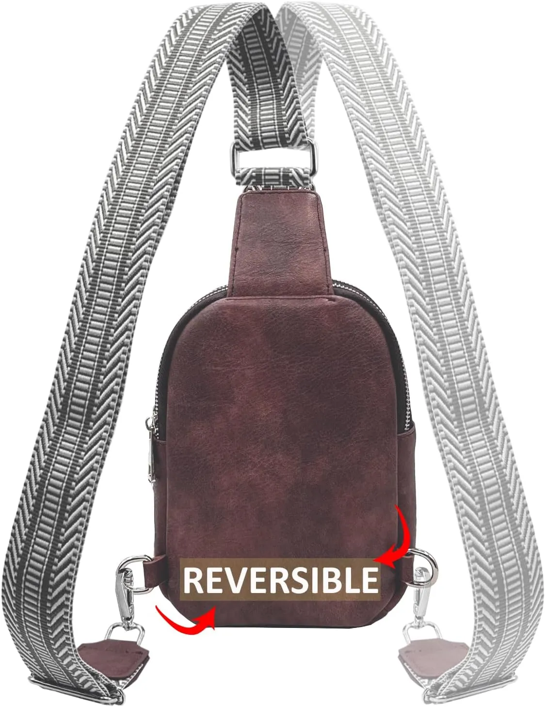Beurlike Small Sling Bags for Women Crossbody Trendy Vegan Leather Fanny Packs Travel Chest Bag Purse with Guitar Strap