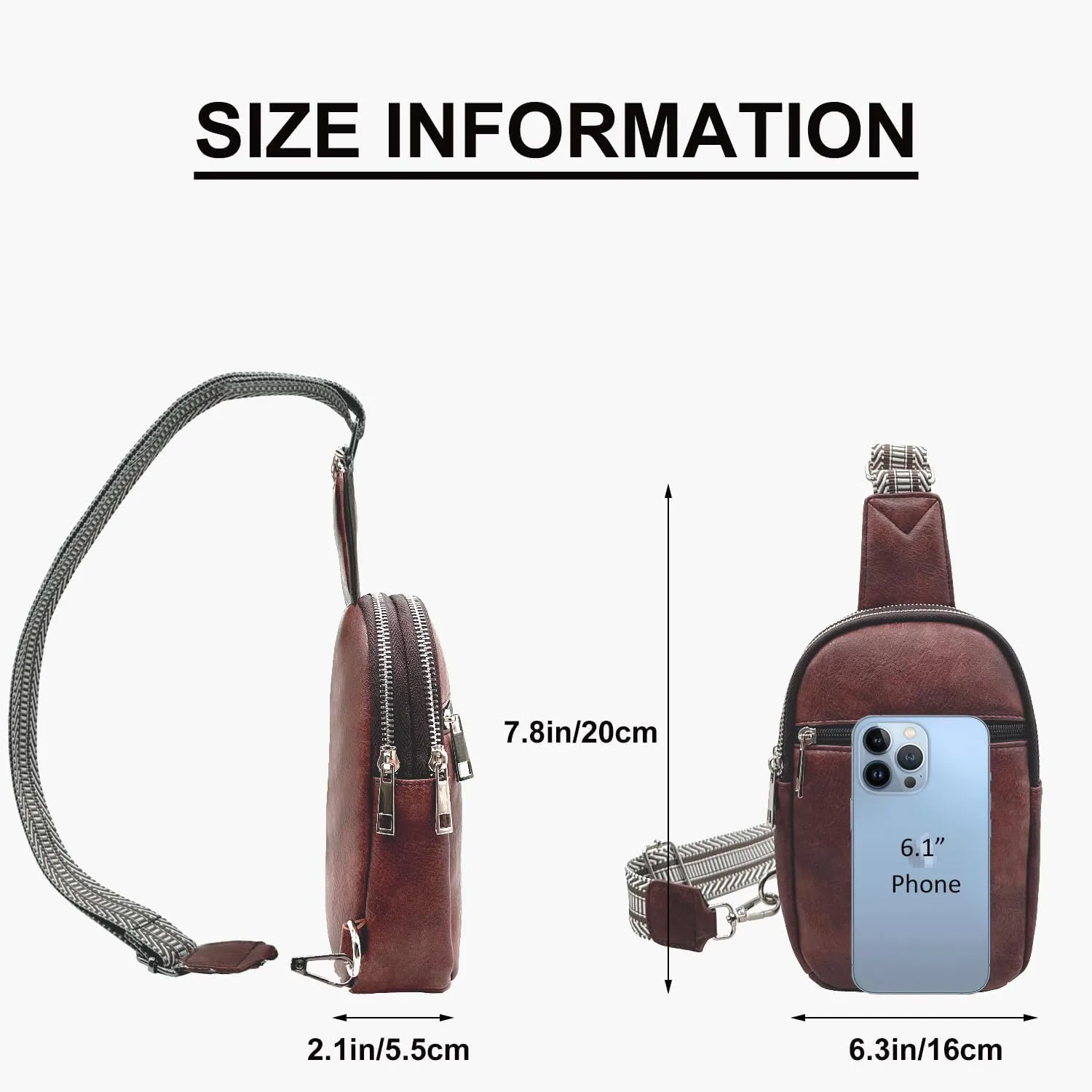 Beurlike Small Sling Bags for Women Crossbody Trendy Vegan Leather Fanny Packs Travel Chest Bag Purse with Guitar Strap