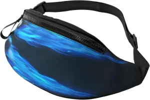 Billiard 8 Ball Blue Fire Fanny Pack, Crossbody Waist Packs for Women Men Waist Bags with Adjustable Strap for Travel Running Hiking Sport