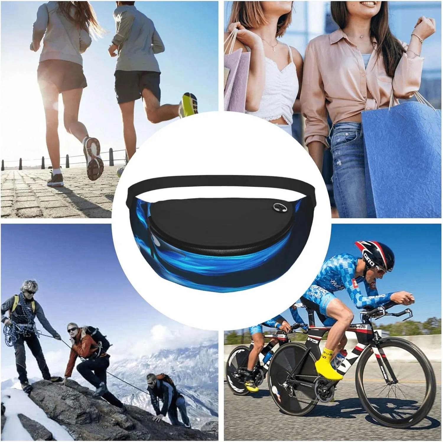 Billiard 8 Ball Blue Fire Fanny Pack, Crossbody Waist Packs for Women Men Waist Bags with Adjustable Strap for Travel Running Hiking Sport
