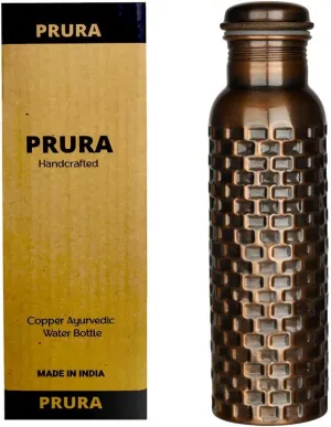Black Bricks Design Pure Copper Water Bottle for Drinking, Travel, Gym, Office, Hiking, Outdoor Ayurvedic, Leak Proof