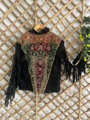 Black fringe embellished jacket