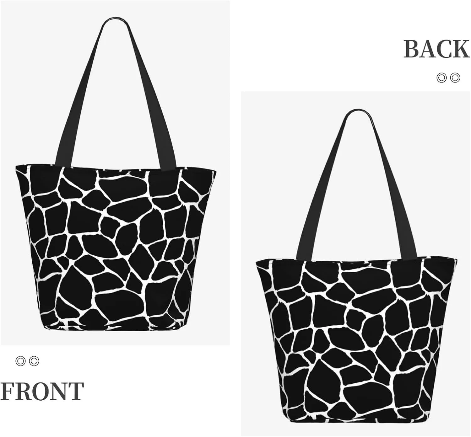 Black Geometric Tote Bag Women Reusable Shopping Bags Shoulder Bag Portable Storage HandBags