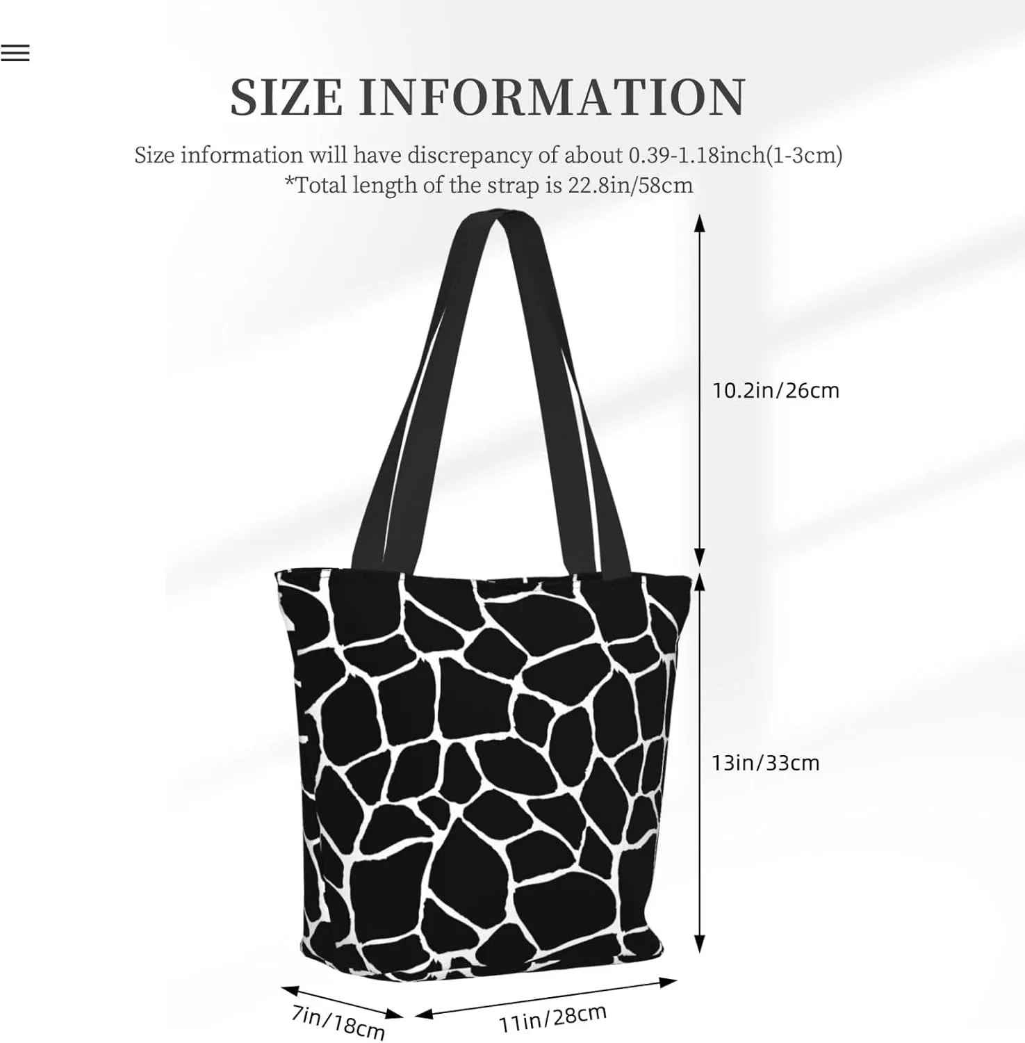 Black Geometric Tote Bag Women Reusable Shopping Bags Shoulder Bag Portable Storage HandBags