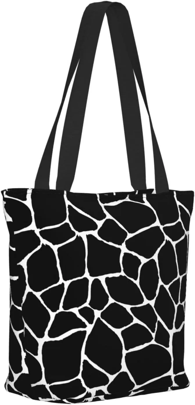 Black Geometric Tote Bag Women Reusable Shopping Bags Shoulder Bag Portable Storage HandBags