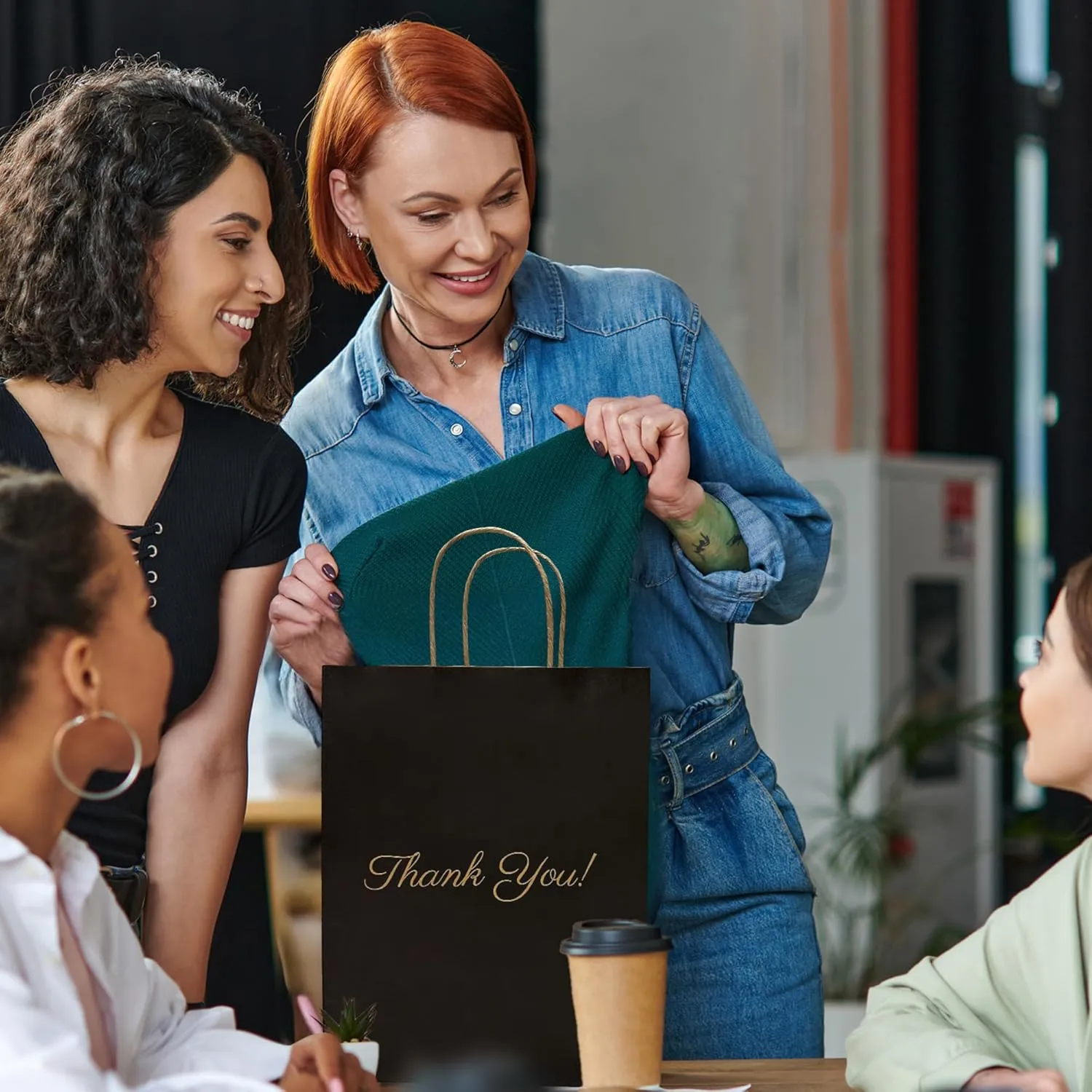 Black Gift Bags, 50 Pack Paper Bags, 8"x10"x4" Bolsas de Papel, Small Business Bag, Small Paper Bag, Perfect for Retail Shopping