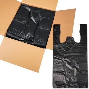 Black T-Shirt Bags (1000 Count) – Heavy-Duty Plastic Shopping Bags in Bulk (11.5" x 6.5" x 22") – Takeout Carryout Bag for Restaurants, Retail, Grocery, and Convenience Stores – 1/6 Barrel