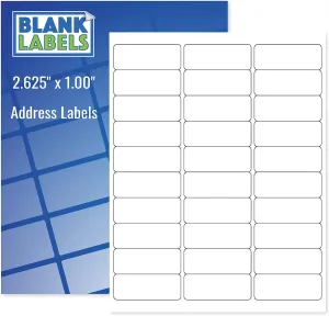 Blank Labels Address Mailing Shipping Labels, 2-5/8" x 1" (2.625 x 1) Permanent White Matte Label, Inkjet and Laser Printer Guaranteed Made in USA, 30 Labels Per Sheet,- 1000 Sheets - 30,000 Labels