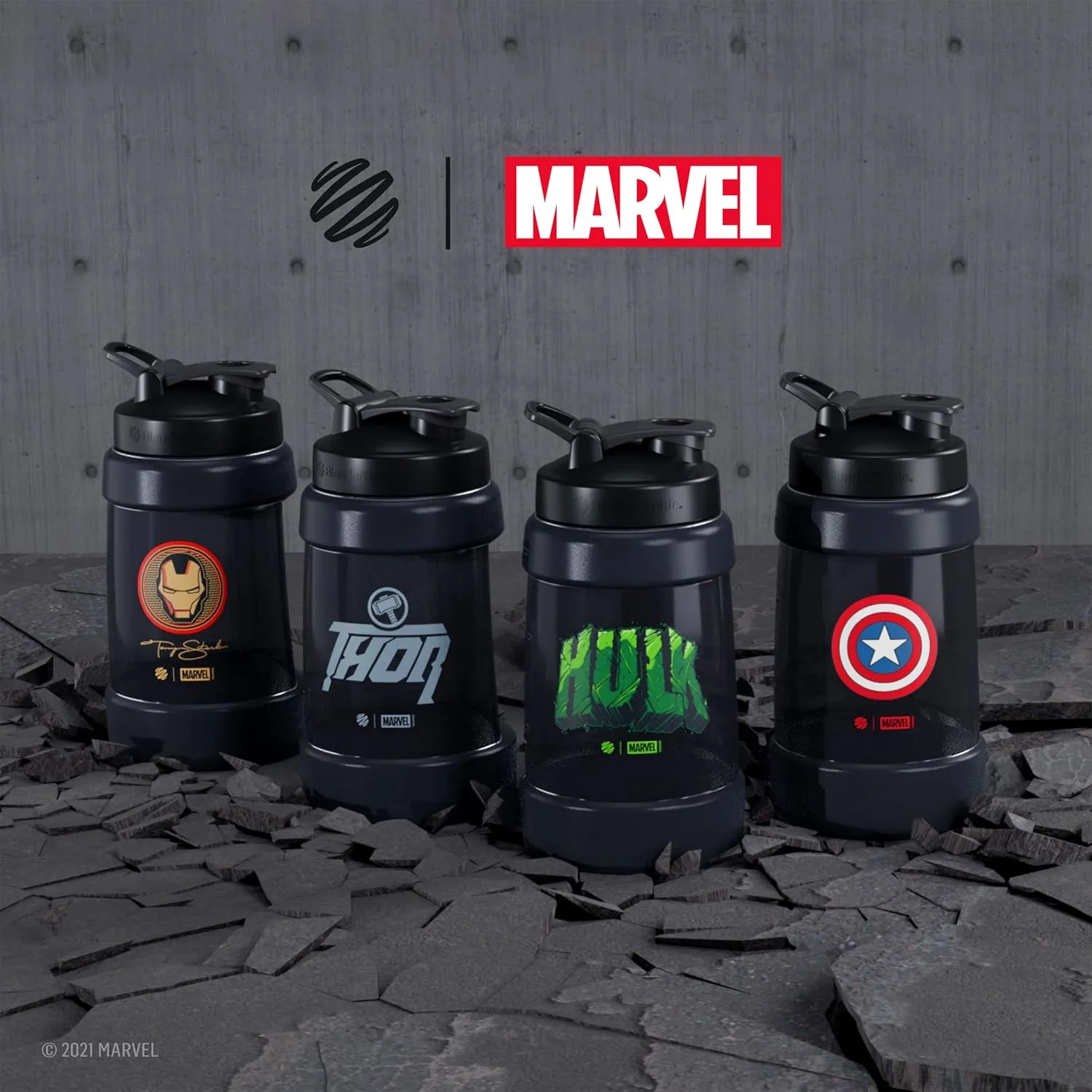 BlenderBottle Marvel Half Gallon Water Bottle, Koda Large Water Jug, 74-Oz, Thor