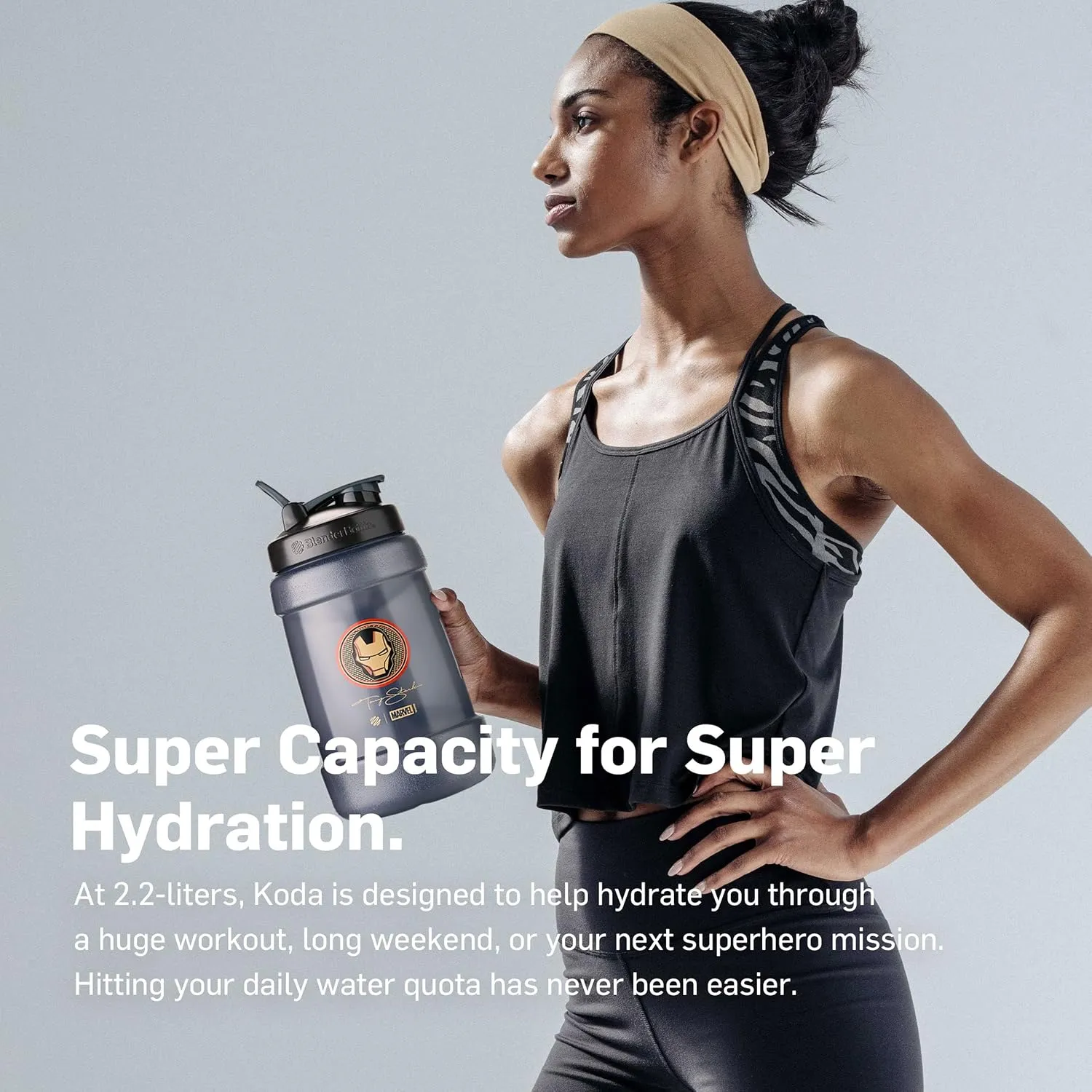 BlenderBottle Marvel Half Gallon Water Bottle, Koda Large Water Jug, 74-Oz, Thor