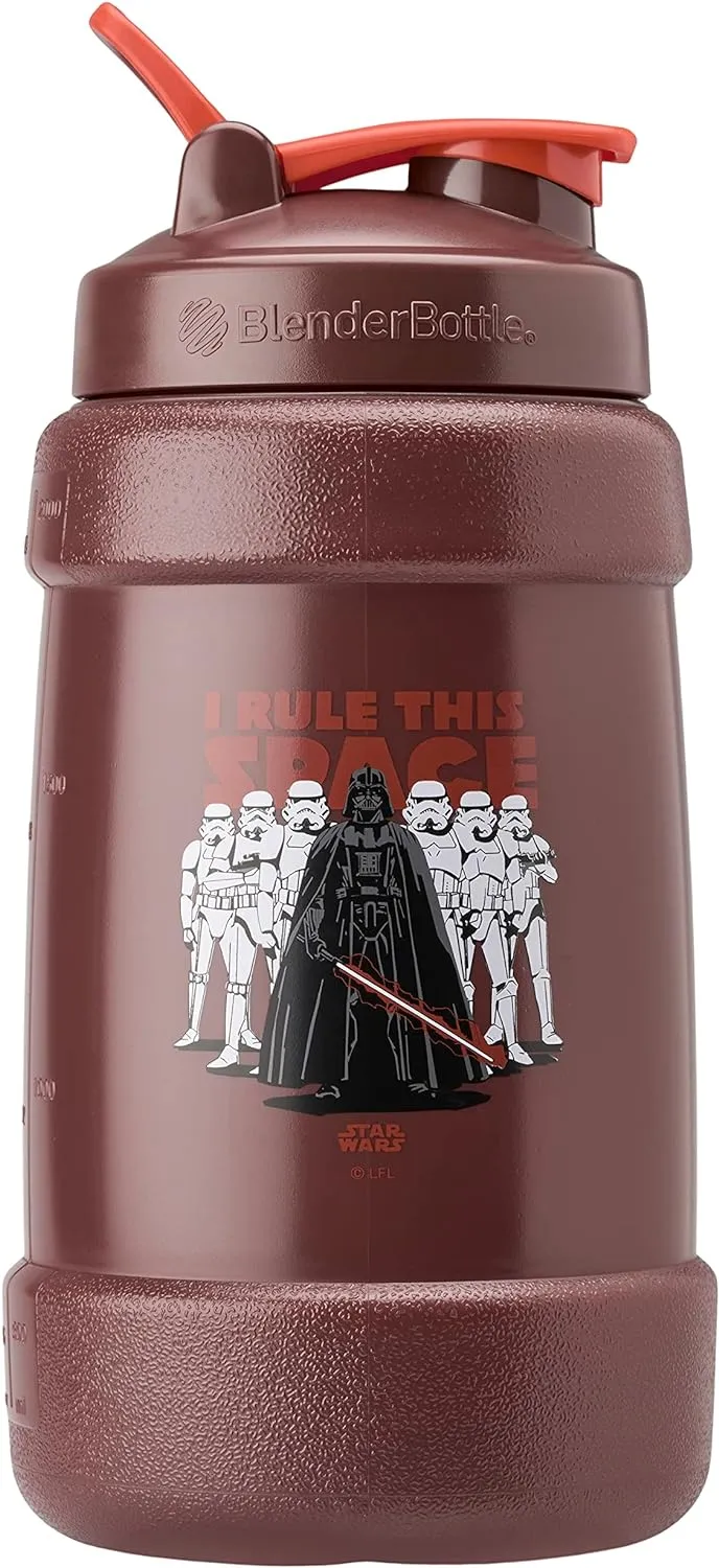 BlenderBottle Star Wars Mandalorian Half Gallon Water Bottle, Koda Large Water Jug, 74oz, I Rule This Space, Darth Vader and Storm Troopers, 2.2 Liters