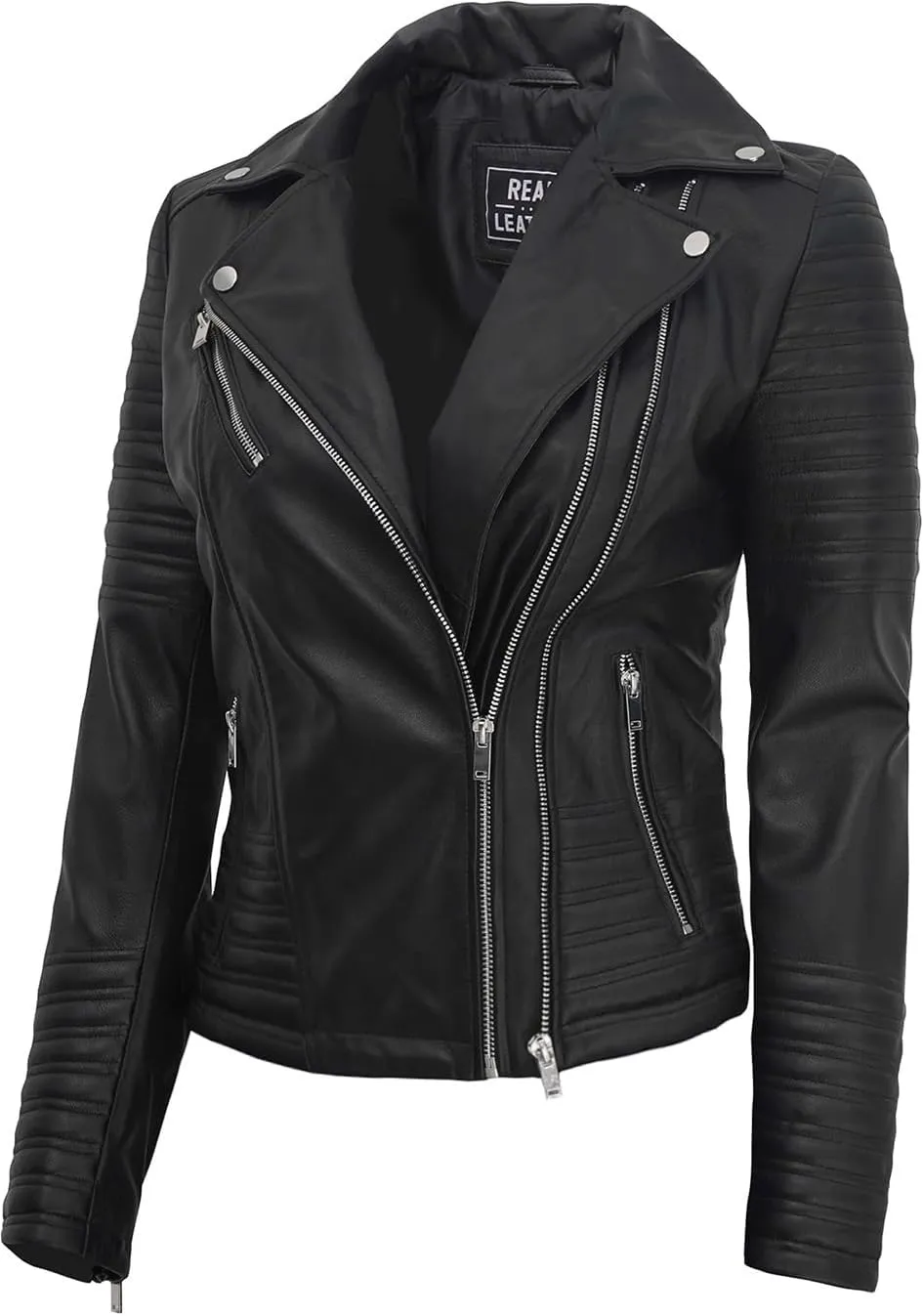 Blingsoul Asymmetrical Lambskin Leather Jacket Women - Stylish Womens Leather Jackets