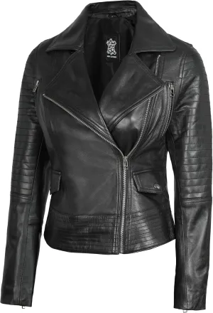 Blingsoul Asymmetrical Lambskin Leather Jacket Women - Stylish Womens Leather Jackets