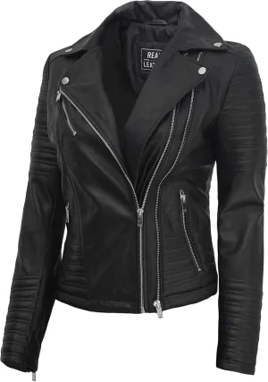 Blingsoul Asymmetrical Lambskin Leather Jacket Women - Stylish Womens Leather Jackets