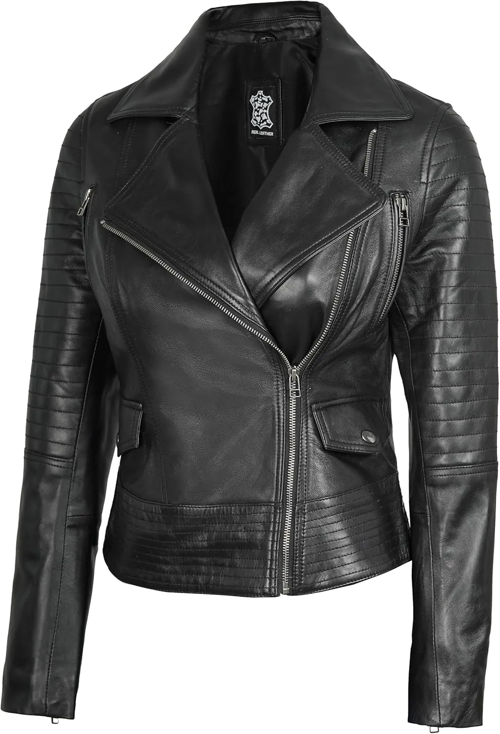 Blingsoul Asymmetrical Lambskin Leather Jacket Women - Stylish Womens Leather Jackets