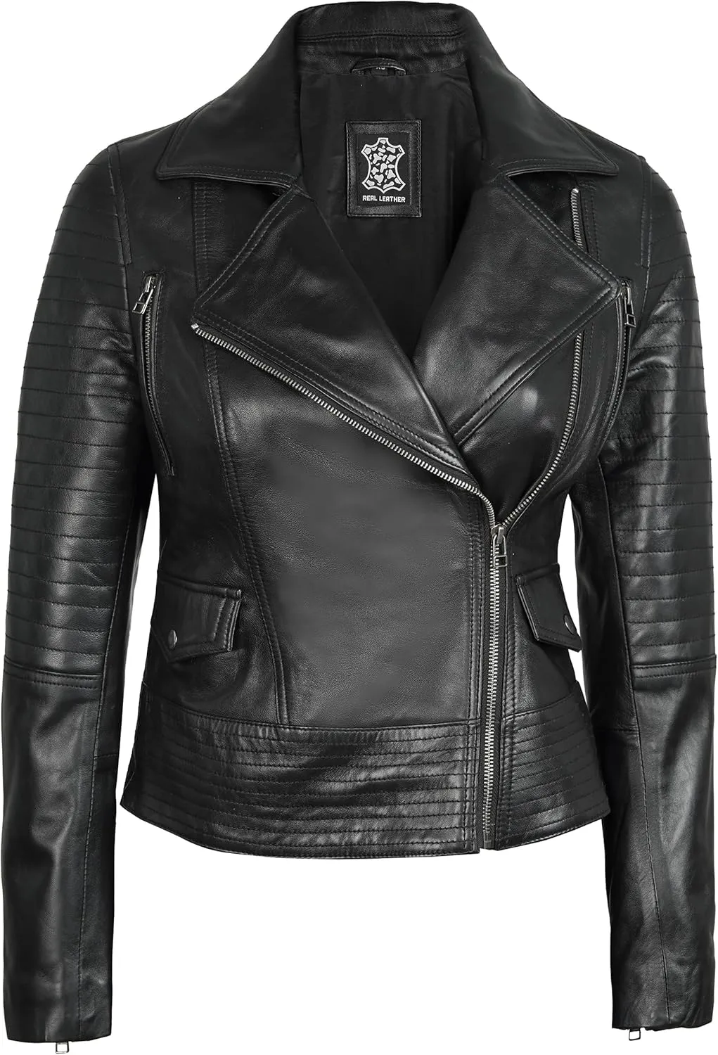 Blingsoul Asymmetrical Lambskin Leather Jacket Women - Stylish Womens Leather Jackets