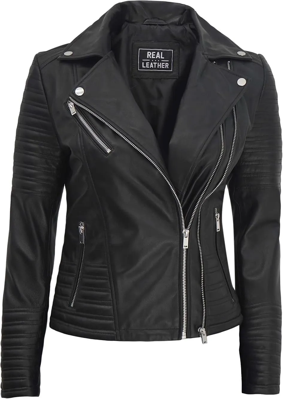 Blingsoul Asymmetrical Lambskin Leather Jacket Women - Stylish Womens Leather Jackets