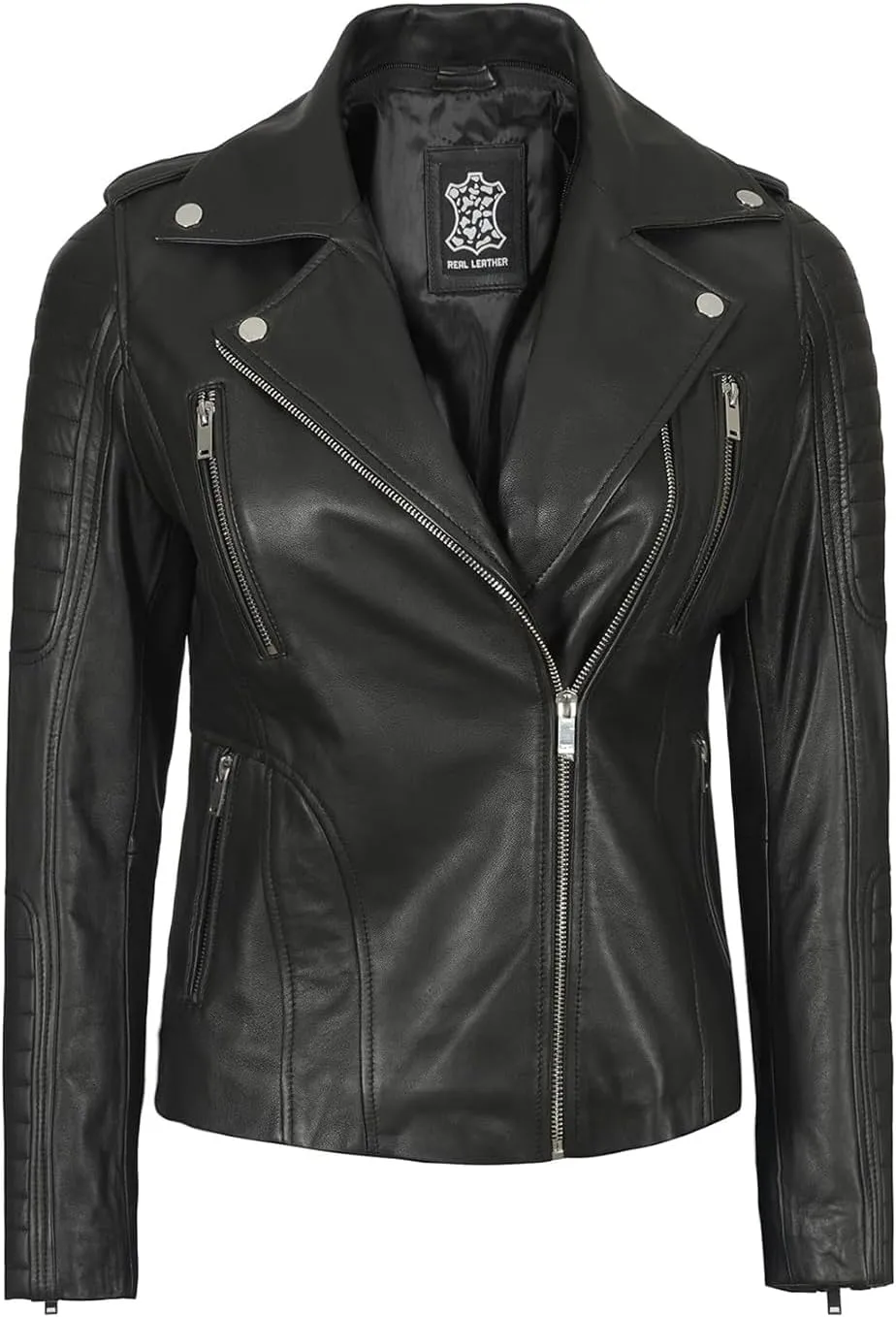 Blingsoul Leather Jacket Women - Real Lambskin Womens Leather Jackets With hood