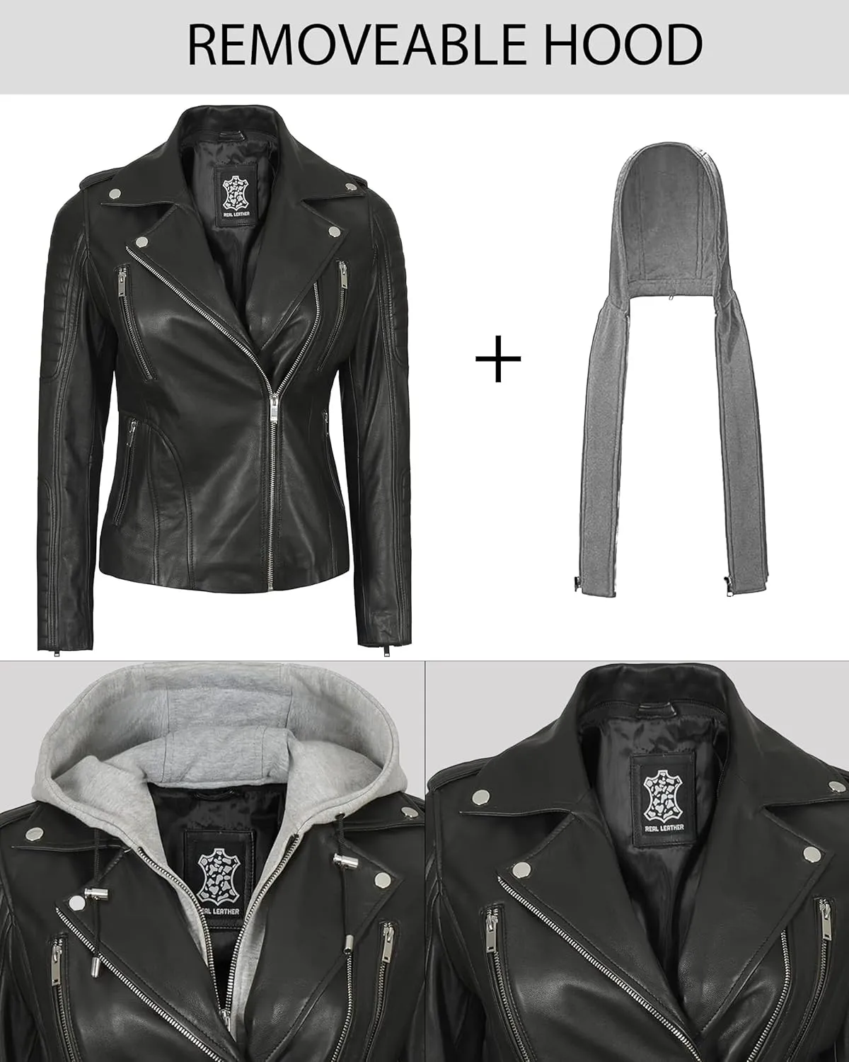 Blingsoul Leather Jacket Women - Real Lambskin Womens Leather Jackets With hood