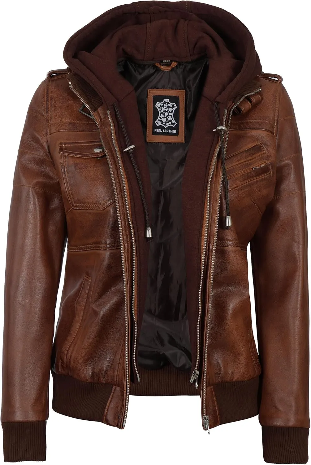 Blingsoul Leather Jacket Women - Real Lambskin Womens Leather Jackets With hood