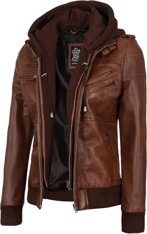 Blingsoul Leather Jacket Women - Real Lambskin Womens Leather Jackets With hood
