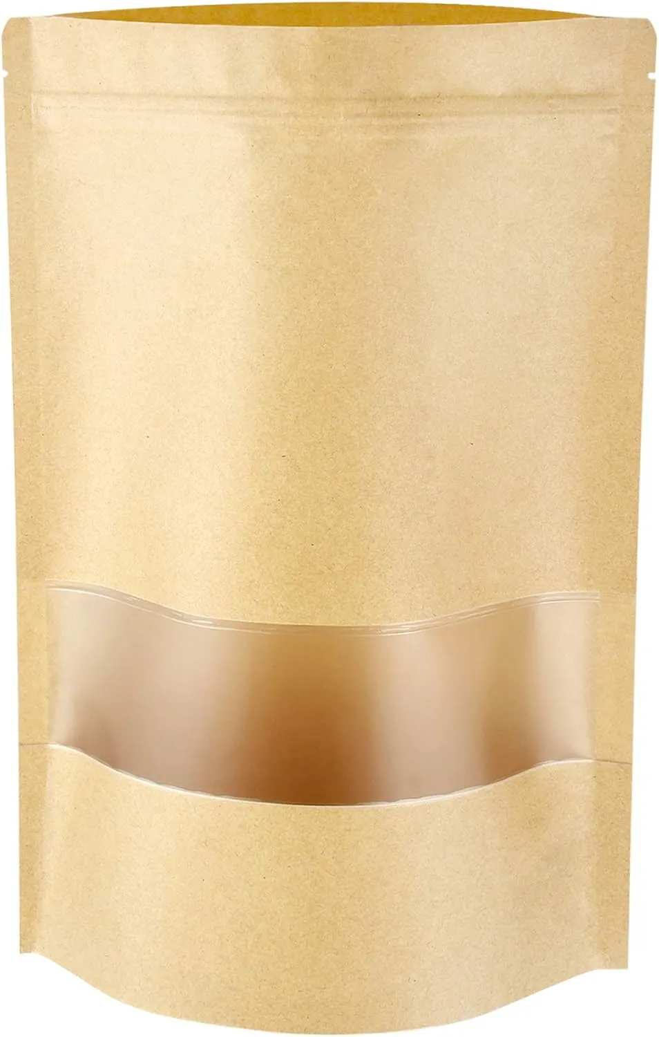 Blisstime Stand Up Pouches, 50 Pack Kraft Paper Zip Lock Bags with Matte Window and Tear Notch Resealable Bags for Small Business Home Use (7.1 X 10.2 Inches)