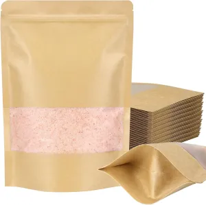 Blisstime Stand Up Pouches, 50 Pack Kraft Paper Zip Lock Bags with Matte Window and Tear Notch Resealable Bags for Small Business Home Use (7.1 X 10.2 Inches)