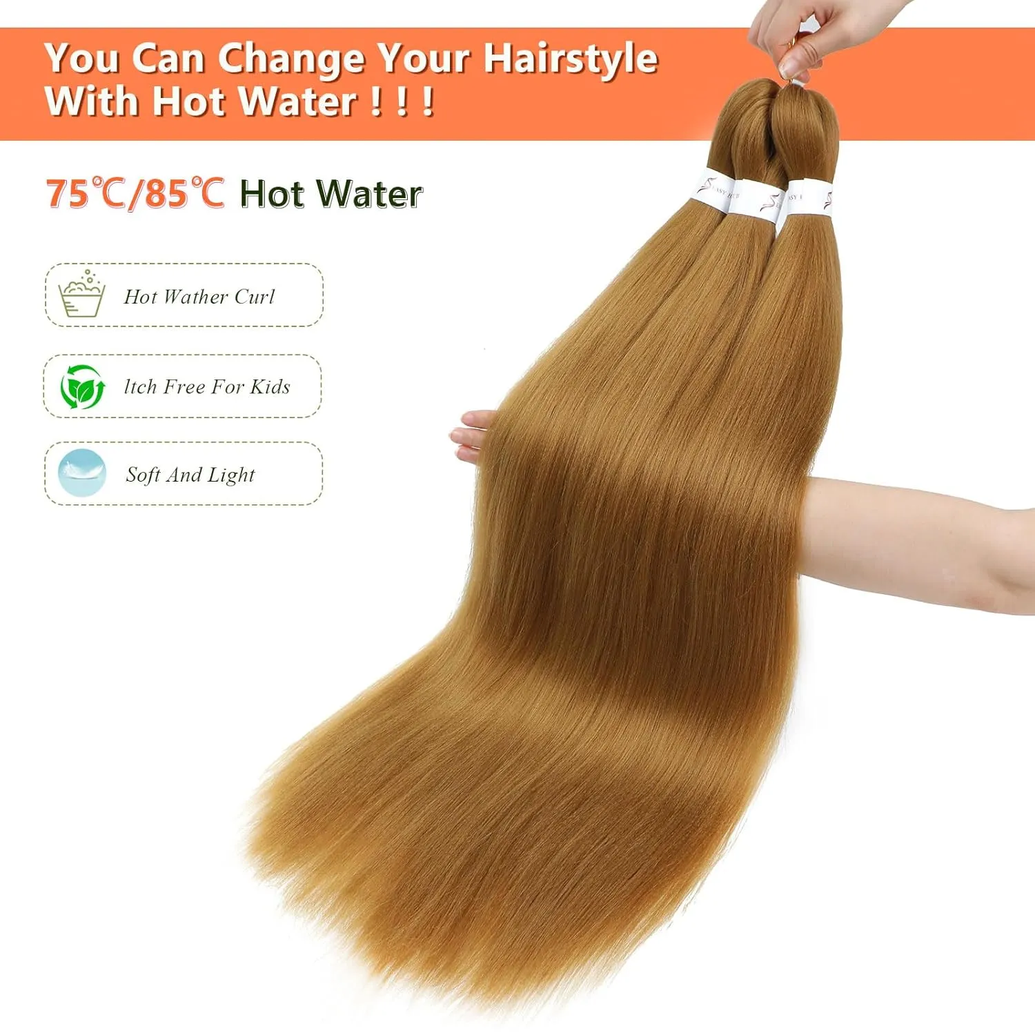 Blonde Braiding Hair 24 Inch 8 Packs Braiding Hair Pre Stretched For Braiding Twist Hair For Box Braids Hot Water Setting Soft Yaki Texture(24Inch,#27)
