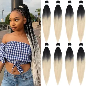 Blonde Ombre Braiding Hair Pre Stretched 1b/613 Pre Sectioned Crochet Braiding Hair Extensions for Braids 26 Inch Knotless Weave Hair for Black Box Braids