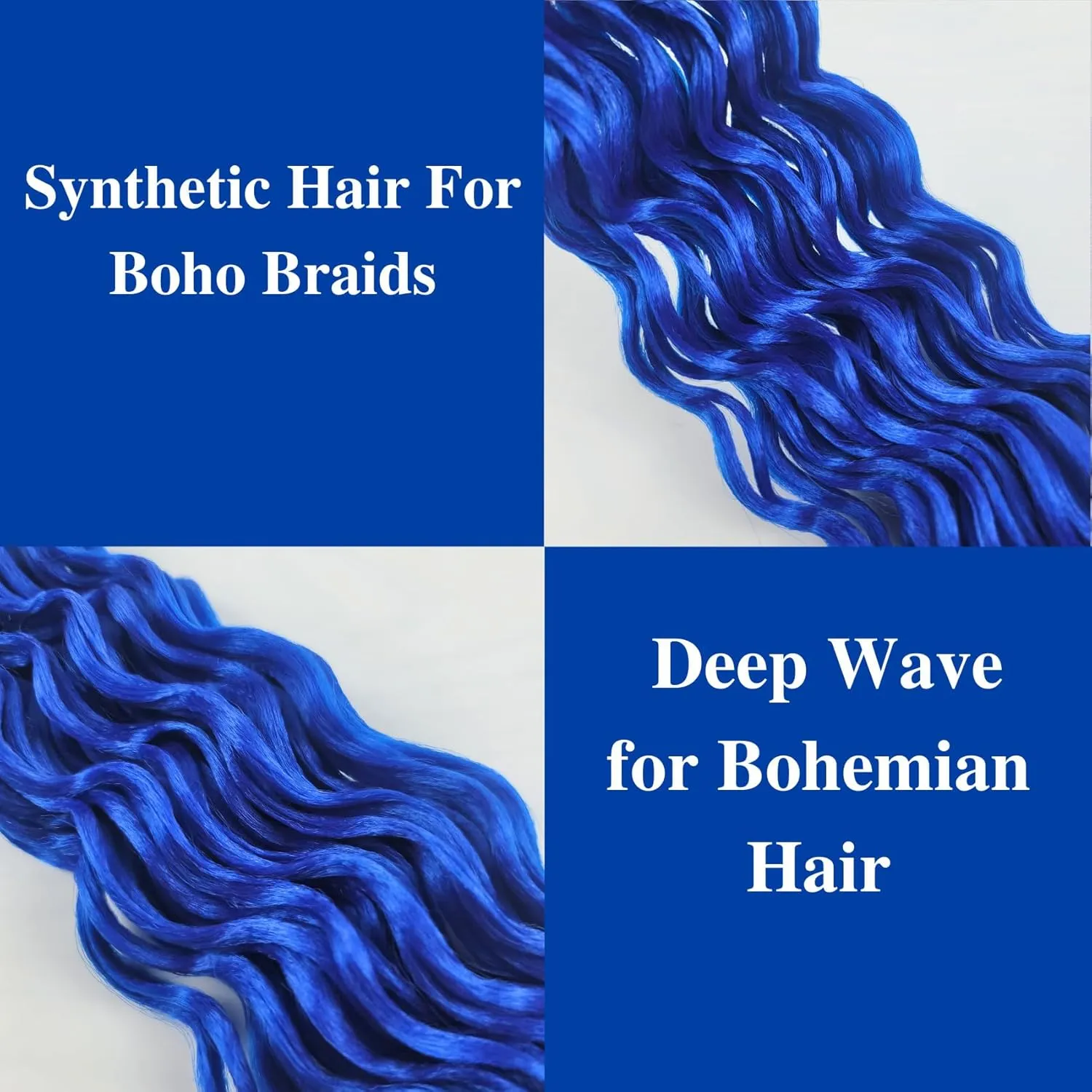 Blue Braiding Hair Pre stretched Boho Hair for Color Braiding Prestretched Box Braids Boho Curls Ez Braid Knotless Twist