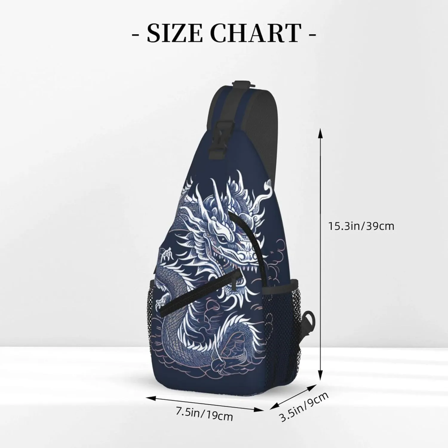 Blue Dragon Pattern Sling Backpack Crossbody Bag, Chest Bag Daypack for Outdoors Hiking Traveling