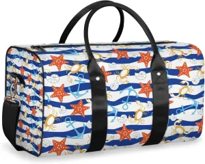 Blue Ocean Beach Seashell Starfish Travel Duffle Bag, Weekender Bags for Women Men, Carry on Overnight Bag Waterproof Gym Bags, Hospital Bag for Labor and Delivery