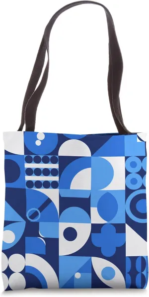 Blue Rhythm Abstract Geometric Circle Shapes Pattern Tote Bag