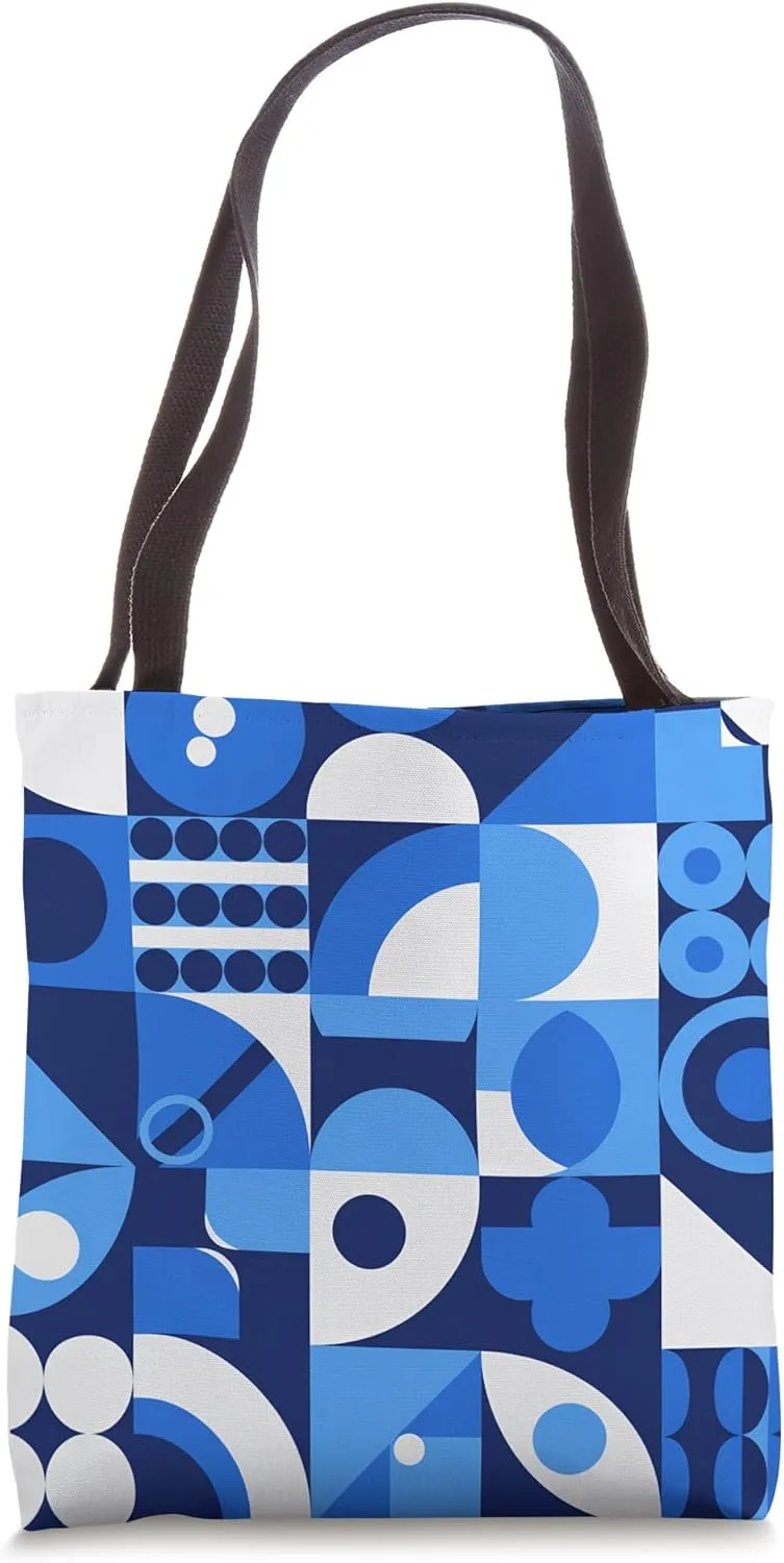 Blue Rhythm Abstract Geometric Circle Shapes Pattern Tote Bag