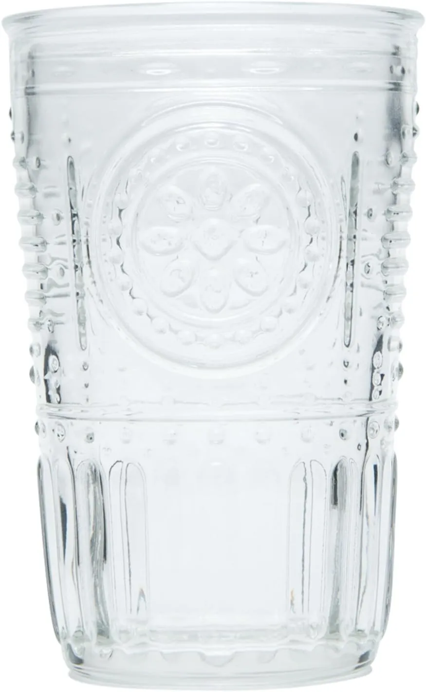 Bormioli Rocco Romantic Water Glass [Set Of 4] | 10.25 oz Premium Glass Set For Refreshments, Soda & Beverages | Italian Quality Glassware, Perfect For Dinner Parties, Bars & Restaurants