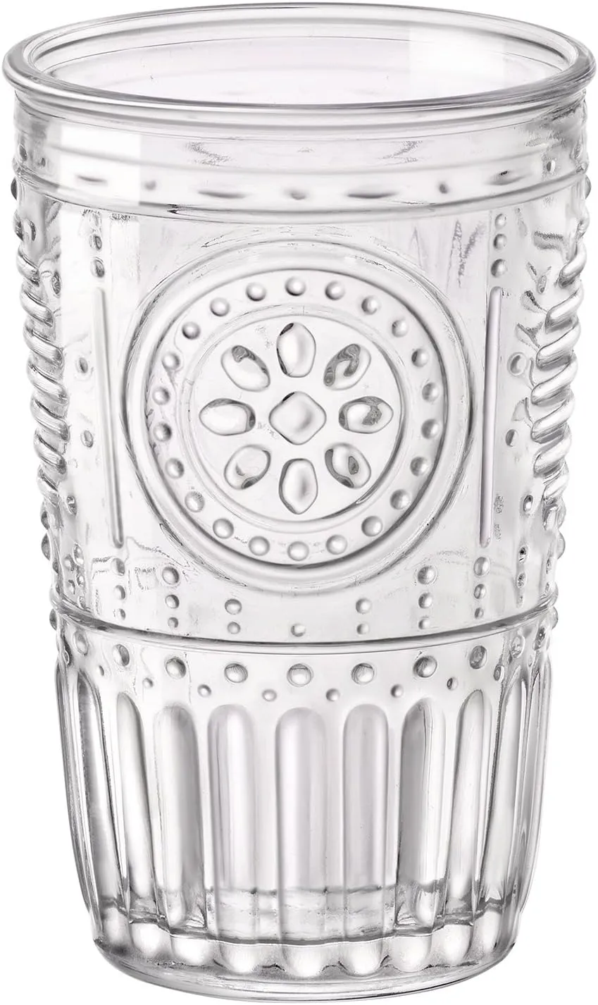 Bormioli Rocco Romantic Water Glass [Set Of 4] | 10.25 oz Premium Glass Set For Refreshments, Soda & Beverages | Italian Quality Glassware, Perfect For Dinner Parties, Bars & Restaurants