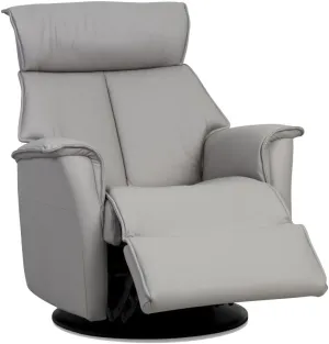 Boss RG 287 Leather Relaxer Recliner Swivel Glider Chair - Manual Recline Trend Cinder Grey Leather -